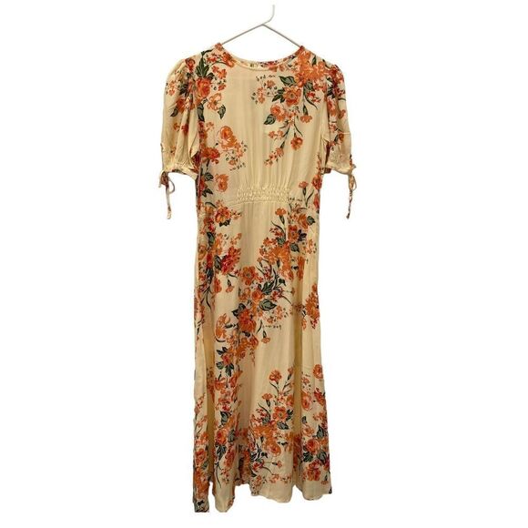 Faithfull The Brand Brida Floral Midi Dress in Magnolia Floral Print. Size 8 - Picture 1 of 13